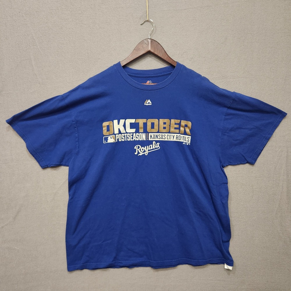 Majestic Mens oKCtober‎ MLB Royals Blue T Shirt Size 2XL